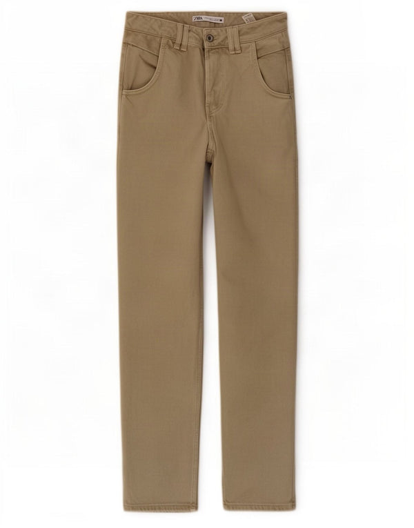 Damskie jeansy zwężane Zara EU 34 2XS W24 L30, bawełna khaki