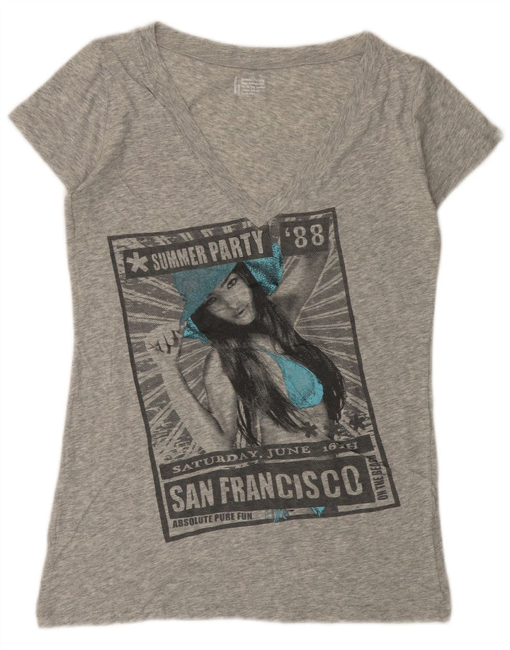 Damska koszulka z grafiką BENETTON Top UK 12 Medium Grey Flecked