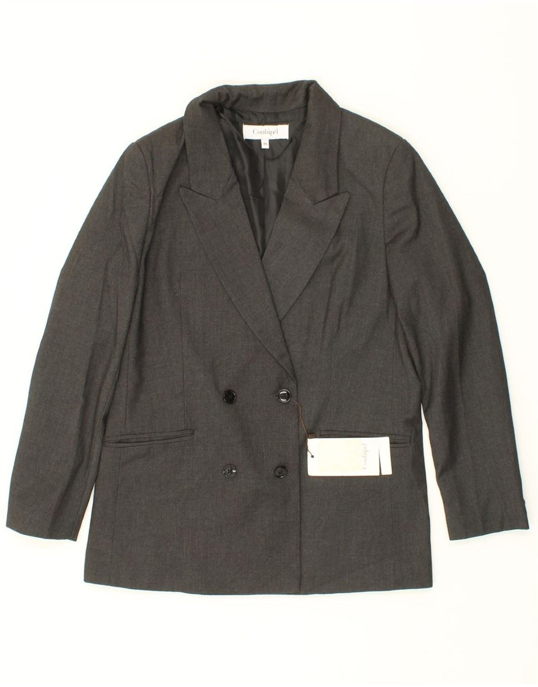 CONBIPEL Womens Double Breasted Blazer Jacket IT 44 Medium Grey Polyester Vintage Conbipel and Second-Hand Conbipel from Messina Hembry 