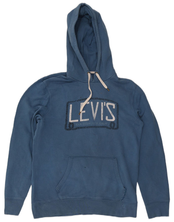 Męski sweter z kapturem i grafiką Levi's, duży, niebieski, bawełniany