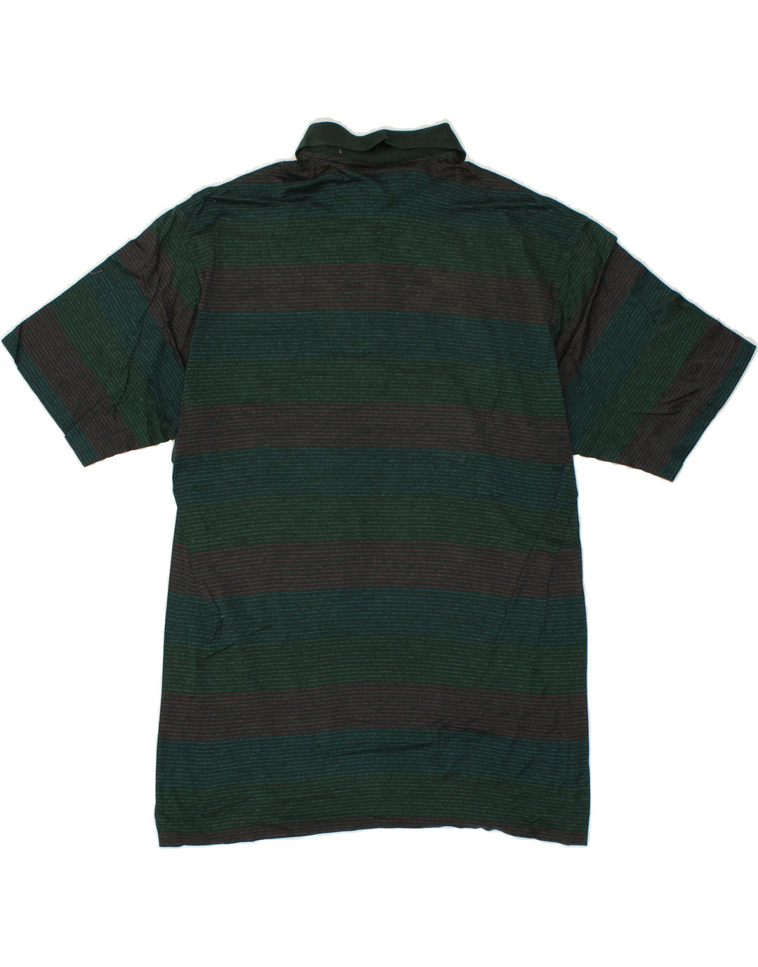 VINTAGE Mens Polo Shirt IT 50 Medium Green Striped Vintage Vintage and Second-Hand Vintage from Messina Hembry 