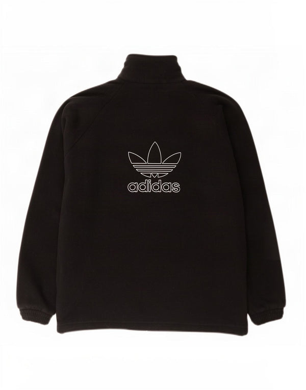 Adidas Mens Graphic Zip Neck Fleece Jumper XL Black Polyester
