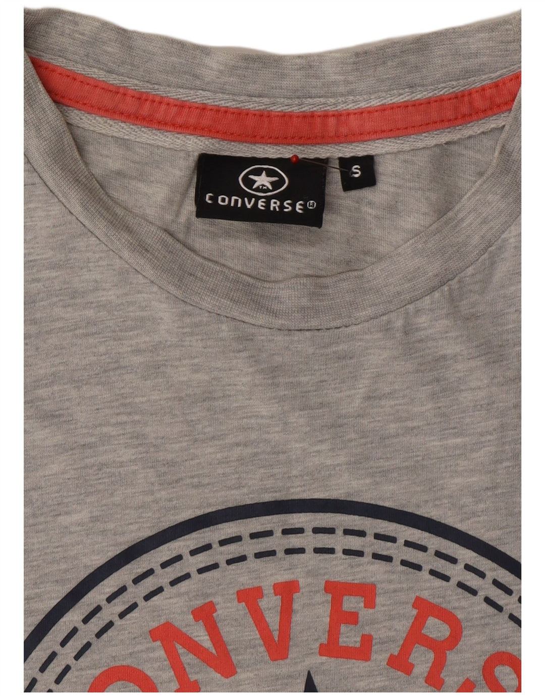 CONVERSE Mens Graphic T-Shirt Top Small Grey Flecked Cotton