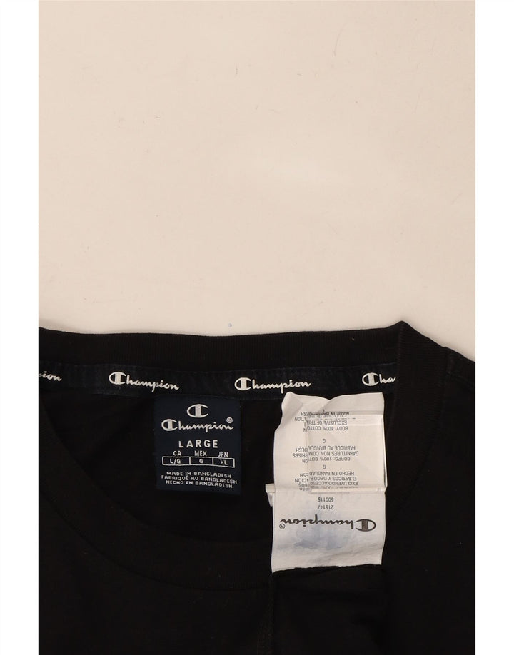 CHAMPION Mens Graphic T-Shirt Top Large Black Cotton