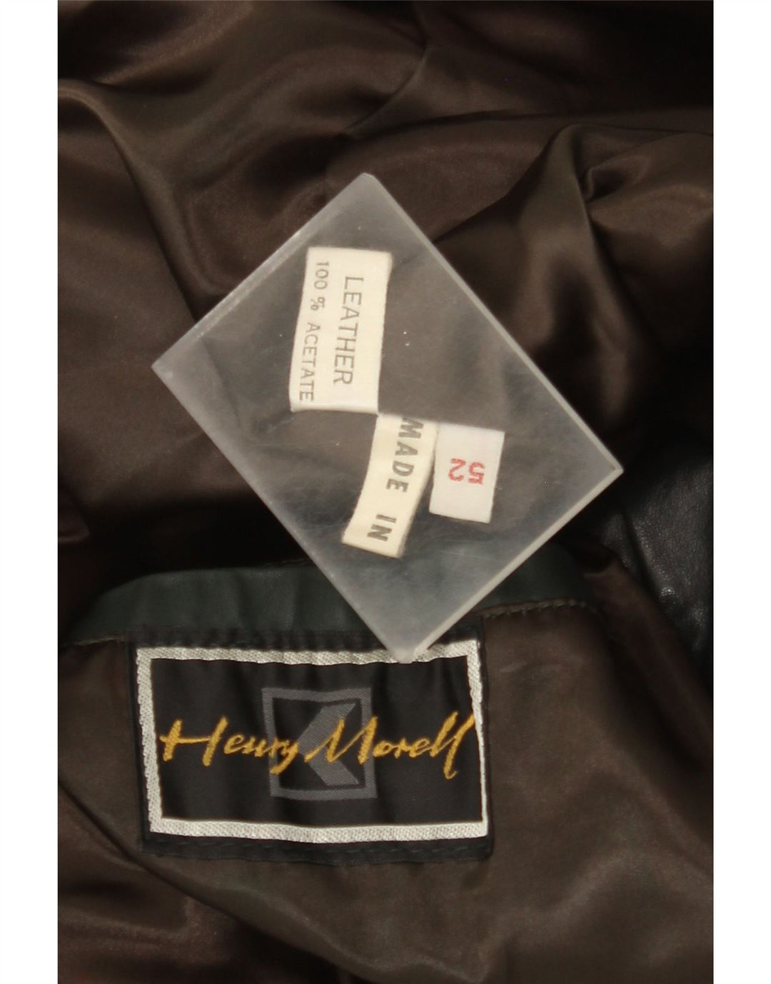 Męska skórzana kurtka Henry Morell z rękawem 3/4 IT 52 XL, czarna skóra