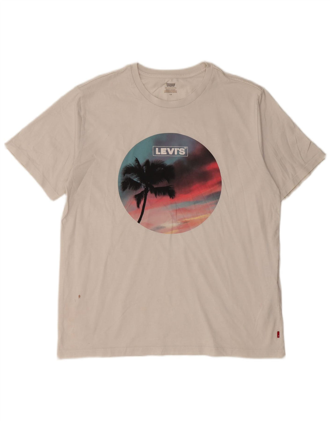 Męski T-shirt z grafiką LEVI'S, duży, bawełniany w kolorze złamanej bieli