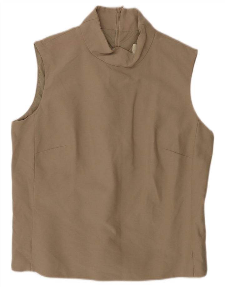 Damska bluzka bez rękawów Max Mara Top UK 10 Small Beżowa bawełna