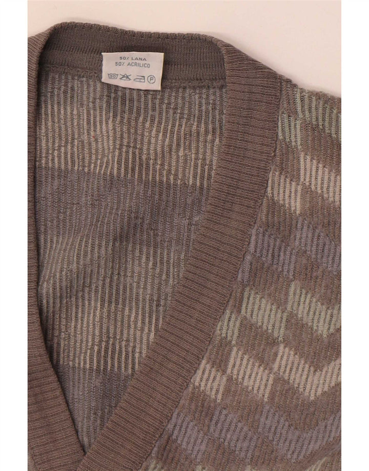 Bernardini Męski sweter kardigan Średni szary wełniany w paski