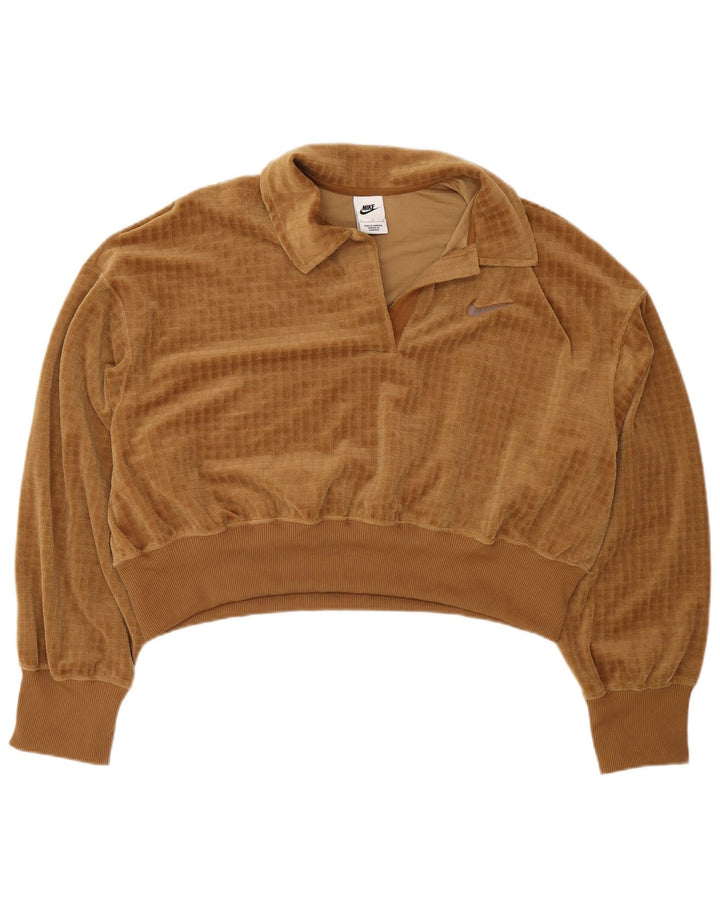 Damski sweter oversize welurowy Nike UK 16, duży, brązowy poliester