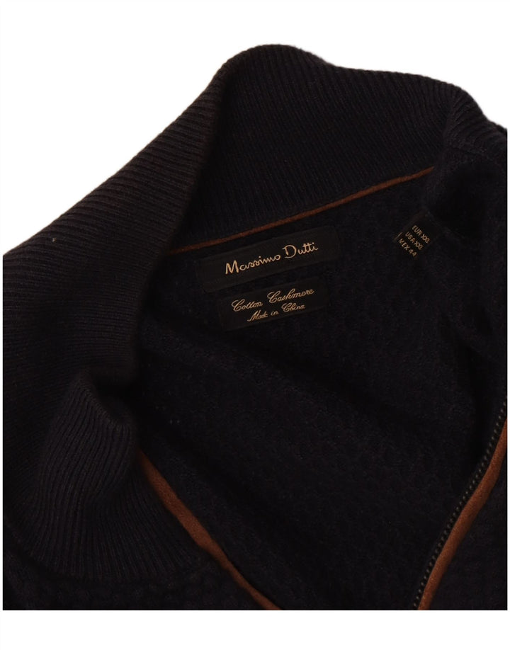 Męski sweter rozpinany Massimo Dutti 2XL, granatowy, bawełniany