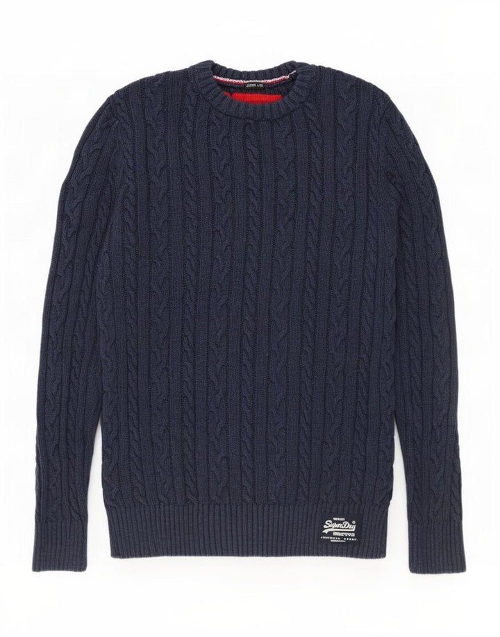 Męski sweter Superdry z okrągłym dekoltem, duży, granatowy, bawełniany