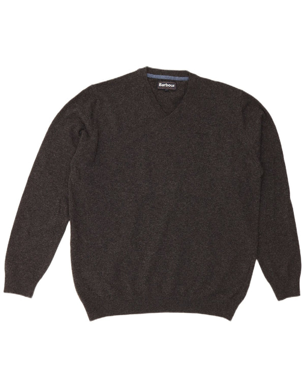 Męski sweter Barbour z dekoltem w kształcie litery V, 2XL, szara wełna