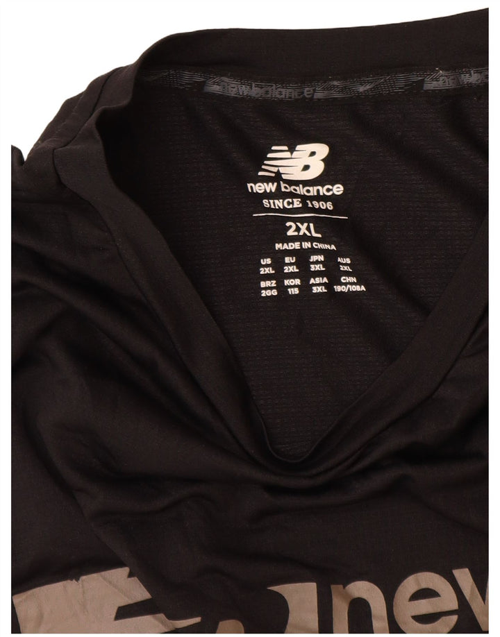 Męska koszulka z grafiką New Balance Top 2XL Czarny poliester