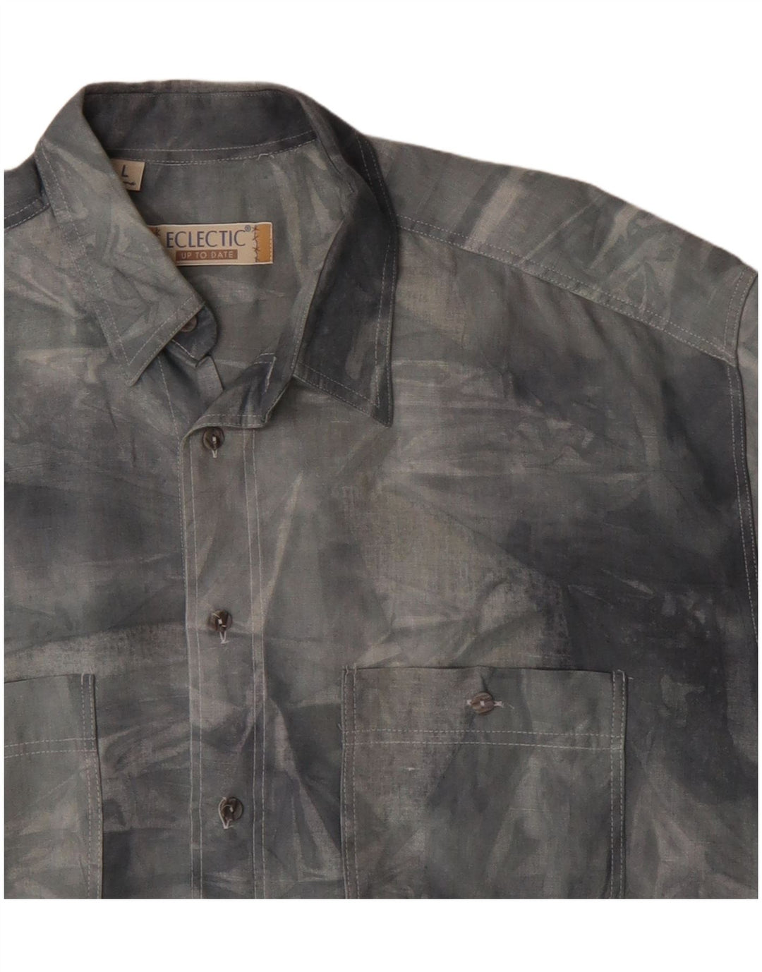 Koszula męska z krótkim rękawem w stylu vintage, duża, szara, bawełniana