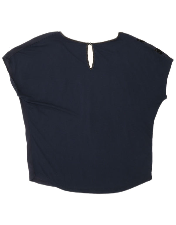 Desigual Womens Graphic Blouse Top UK 16 Large Navy Blue Geometric