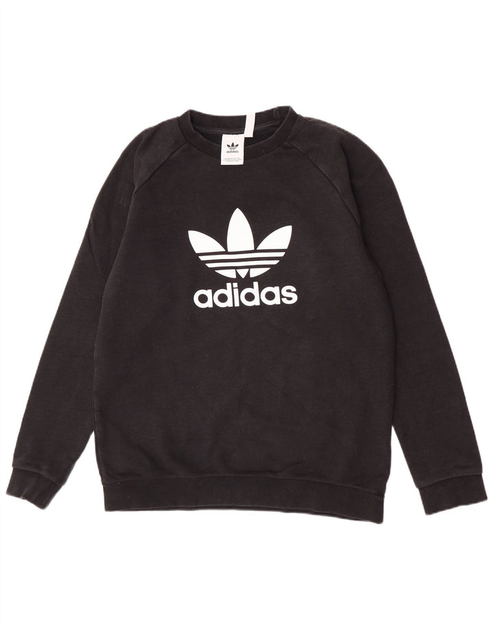 Męska bluza Adidas z grafiką, średnia czarna bawełniana