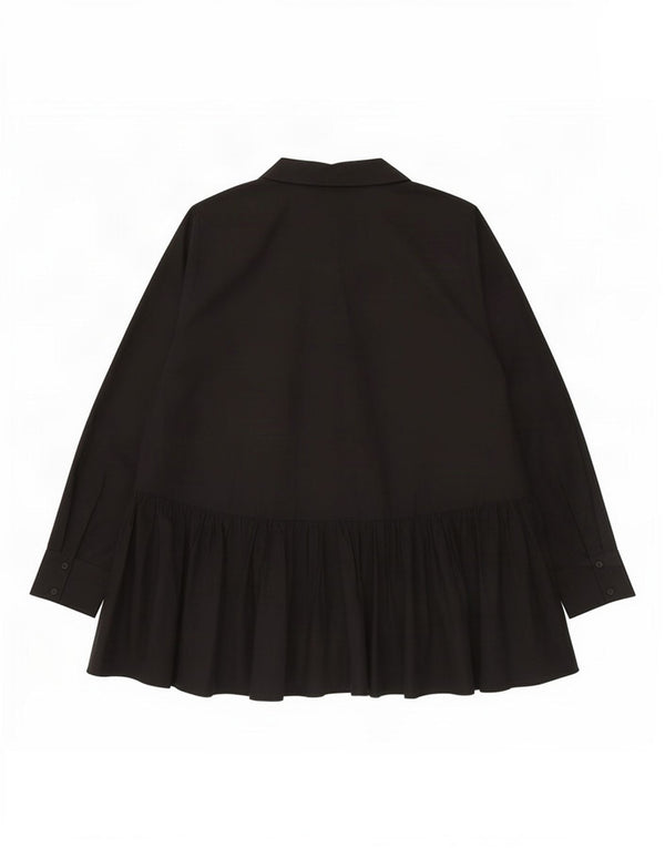 Damska bluzka oversize z długim rękawem Zara Top UK 10, mała, czarna bawełna
