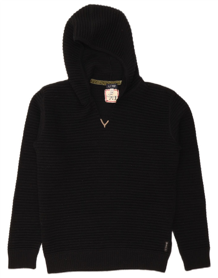 Damski sweter z kapturem Armani Jeans UK 14 Średnia czarna wełna