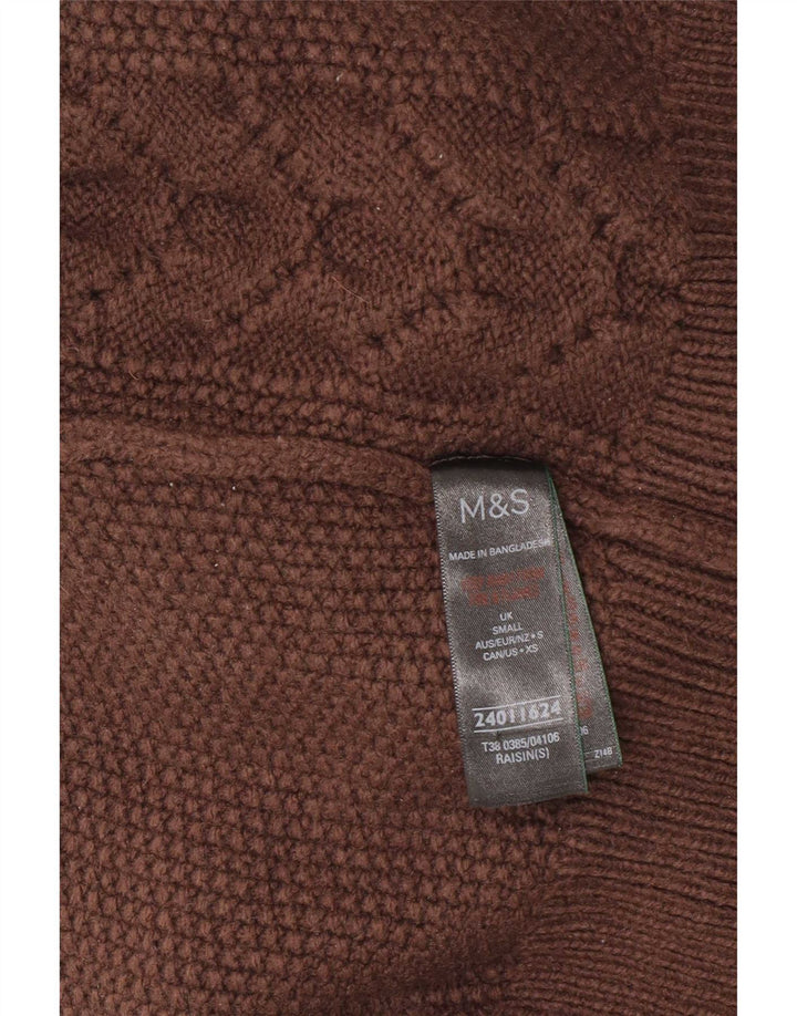 Marks & Spencer Damski sweter z golfem UK 10 Mały brązowy akryl
