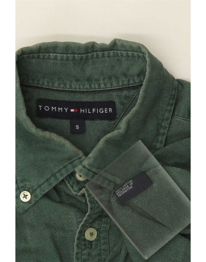 Koszula męska Tommy Hilfiger, mała, zielona, bawełniana