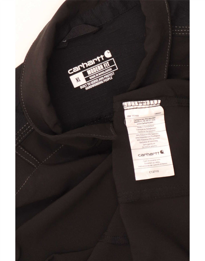Męska koszula pulowerowa z krótkim rękawem Carhartt, nowoczesny krój, XL, czarny poliester