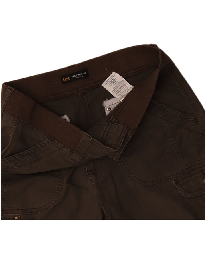 Damskie szorty cargo o średnim stanie i luźnym kroju LEE US 6 Medium W30, bawełna khaki