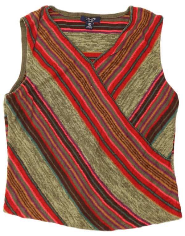 Damski krótki top bez rękawów Chaps UK 18 XL, lniany w zielone paski
