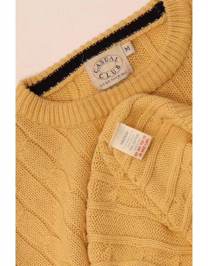 Męski sweter z wycięciem pod szyją Debenhams, średnia żółta bawełna