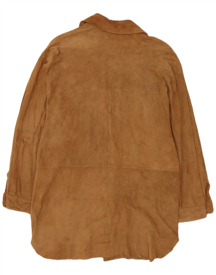 Vintage damski zamszowy płaszcz IT 42 średniej beżowej skóry