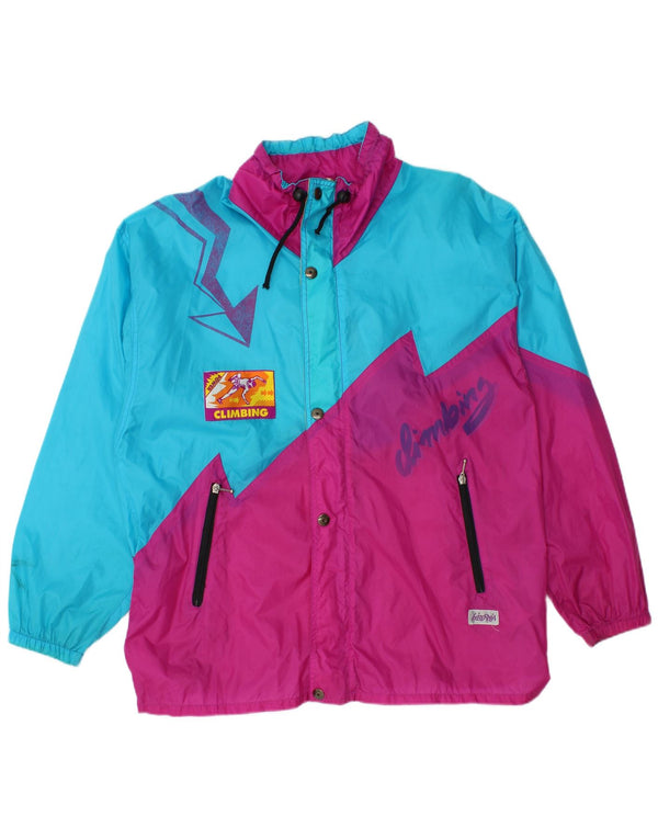 Męska kurtka narciarska Vintage Graphic UK 46/48 2XL Niebieski poliamid z blokami kolorów