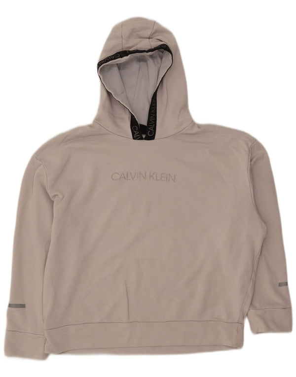 Damski sweter z kapturem i grafiką Calvin Klein UK 14 w kolorze średnioszarym