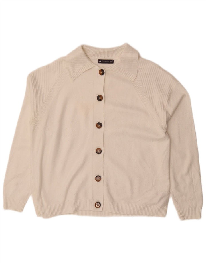 Sweter damski Marks & Spencer o luźnym kroju, UK 14, średni biały
