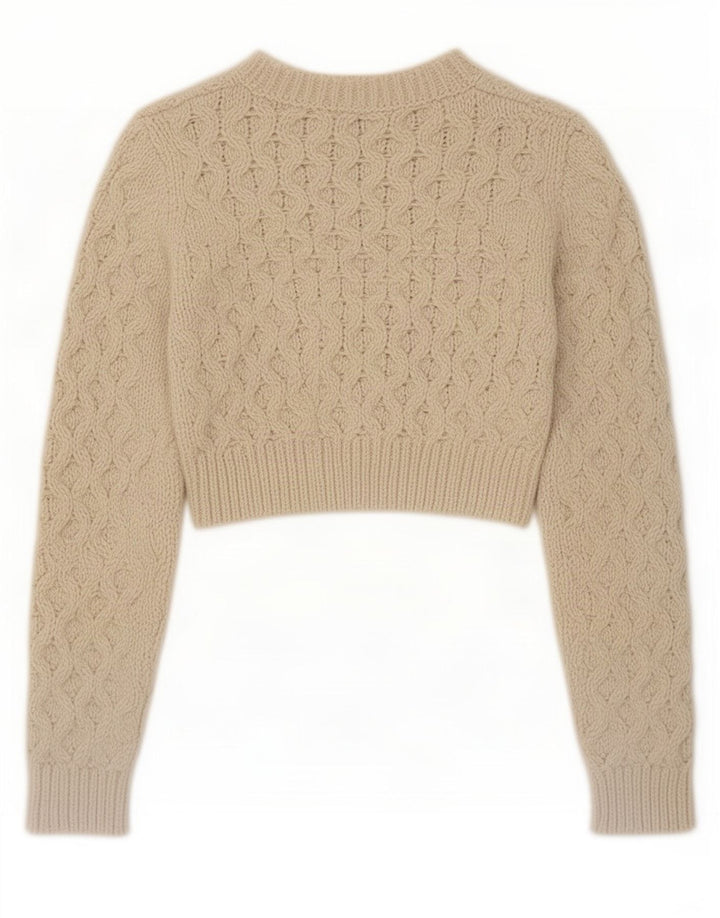 Damski sweter Zara z okrągłym dekoltem, UK 12, średni beżowy poliester
