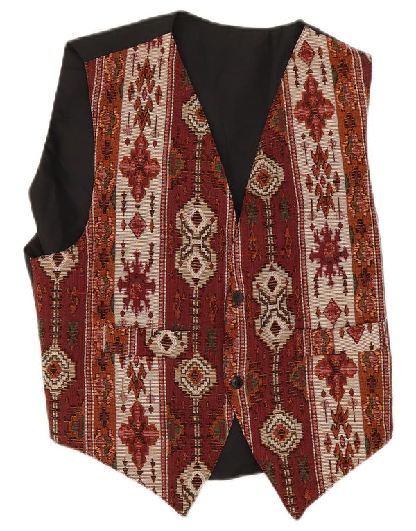 Kamizelka męska w stylu vintage, średnia, bordowa, geometryczna