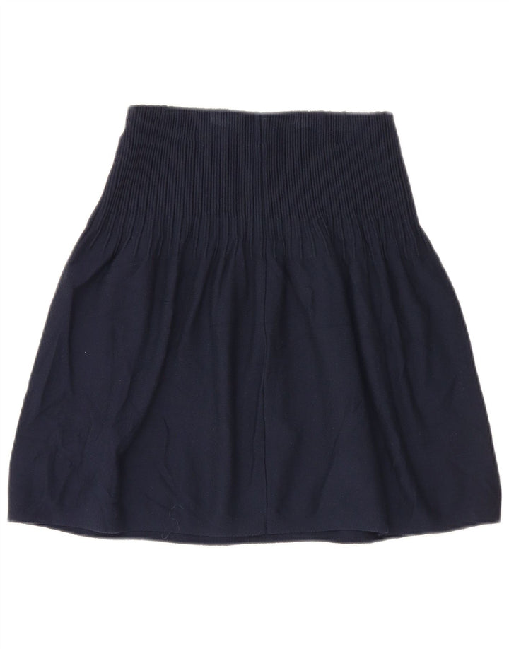 Massimo Dutti Damska dzianinowa spódnica w kształcie litery A, mała W26 Granatowa wiskoza