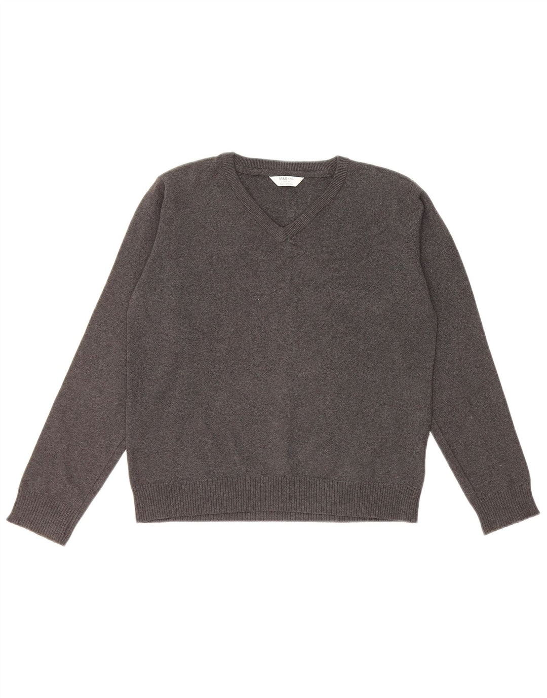 Marks & Spencer Chłopięcy sweter z dekoltem w kształcie litery V, 12-13 lat, szary, bawełniany