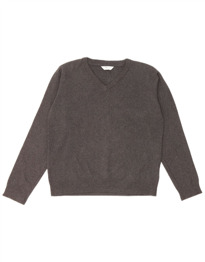 Marks & Spencer Chłopięcy sweter z dekoltem w kształcie litery V, 12-13 lat, szary, bawełniany