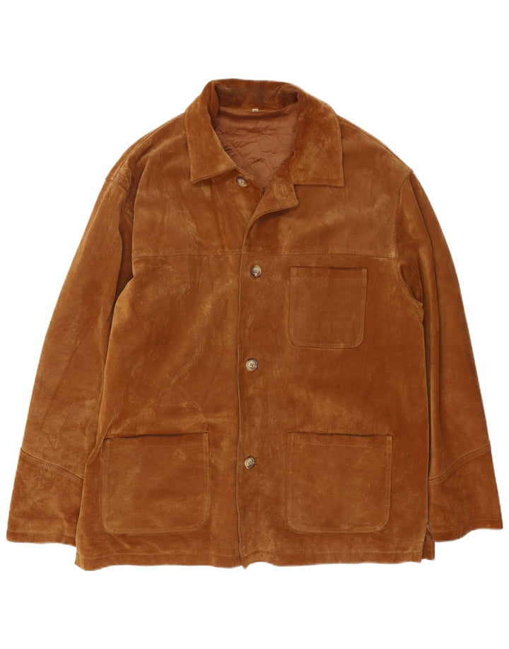 Vintage męska zamszowa kurtka UK 44 2XL brązowa skóra