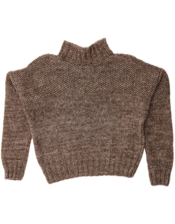 Vintage damski sweter z golfem UK 18 XL, brązowy, nakrapiany
