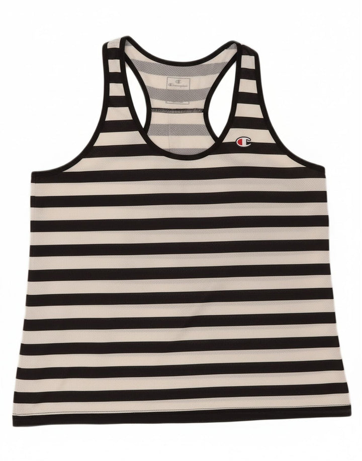 CHAMPION Womens Vest Top UK 10 Small Black Striped
