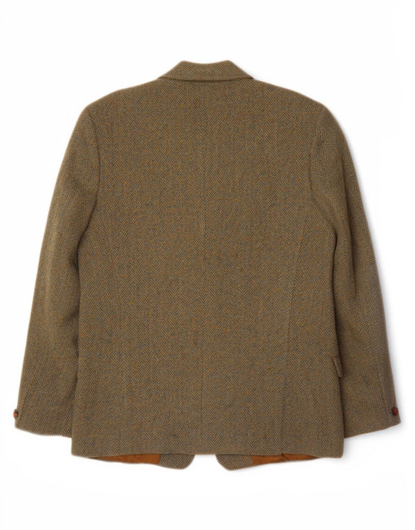 Dunn & Co Męskie Harris Tweed UK 40 Duży brązowy wełniany klasyk w jodełkę