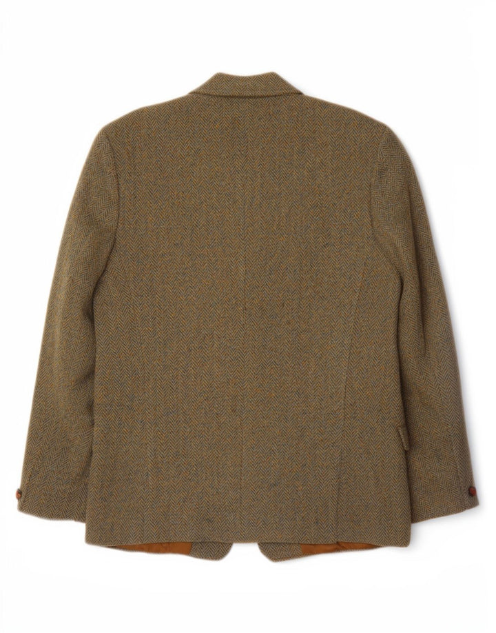 Dunn & Co Męskie Harris Tweed UK 40 Duży brązowy wełniany klasyk w jodełkę