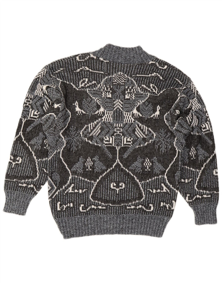 Sweter damski w stylu vintage z dekoltem w szpic IT 48 XL Szary Fair Isle, poliakryl