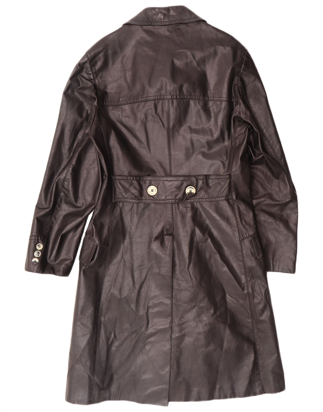 Vintage męski płaszcz skórzany IT 46 Small Black Leather Classic