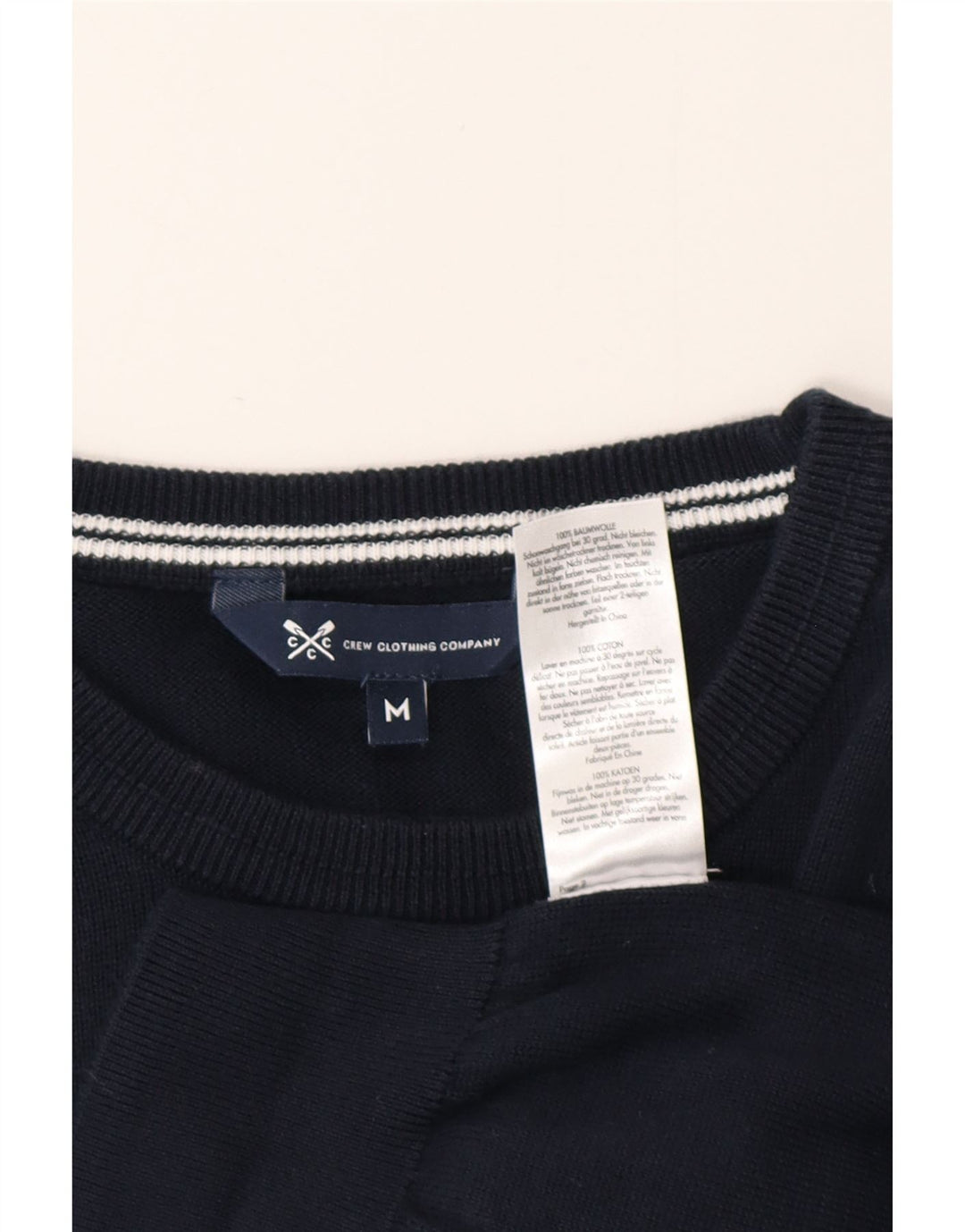 CREW CLOTHING Męski sweter z okrągłym dekoltem, średni granatowy, bawełniany
