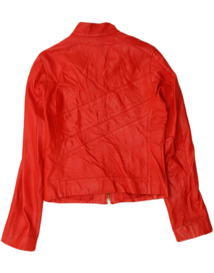Damska skórzana kurtka racer w stylu vintage IT 44, średnia czerwona skóra