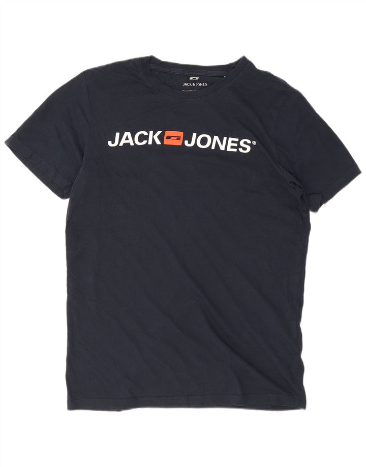 Męski T-shirt z grafiką Jack & Jones, średni, granatowy, bawełniany