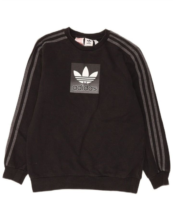 Bluza chłopięca Adidas z grafiką, 13-14 lat, czarna bawełna