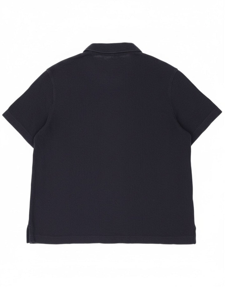 Marks & Spencer Męska koszula z krótkim rękawem, 2XL, granatowa, bawełniana