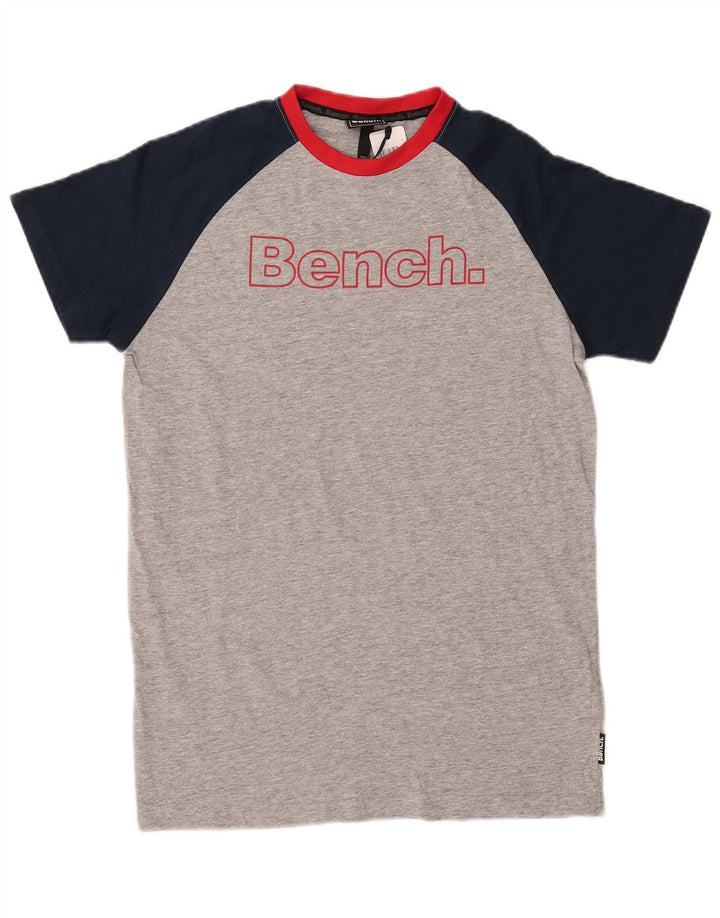 Chłopięcy T-shirt z grafiką BENCH, 12-13 lat, szara, bawełniana w bloki kolorów